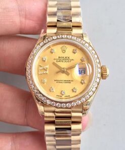 Rolex Lady Datejust 279138RBR 28MM Yellow Gold Champagne Dial Replica Watch - UK Replica