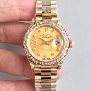 Rolex Lady Datejust 279138RBR 28MM Yellow Gold Champagne Dial Replica Watch - UK Replica