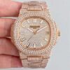 Patek Philippe Nautilus Jumbo 5719/10G-010 Rose Gold Full Diamond Dial Replica Watch - UK Replica