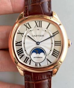 Drive De Cartier Moonphase WGNM0008 Rose Gold Silver Dial Replica Watch - UK Replica