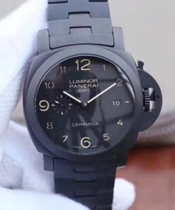 Panerai Tuttonero Luminor 1950 3 Days GMT PAM438 VS Factory Black Dial Replica Watch - UK Replica