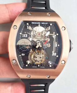 Richard Mille RM001 Rose Gold Tourbillon JB Factory Black Dial Replica Watch - UK Replica