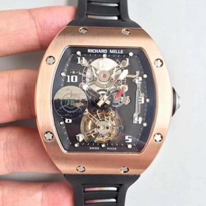 Richard Mille RM001 Rose Gold Tourbillon JB Factory Black Dial Replica Watch - UK Replica