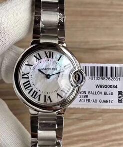 Ballon Bleu De Cartier W6920084 33MM V6 Factory Silver Dial Replica Watch - UK Replica