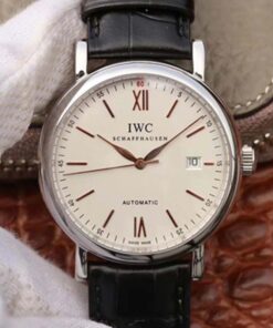 IWC Portofino Automatic IW356501 MKS Factory Black Leather Strap White Dial Replica Watch - UK Replica