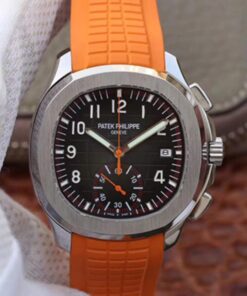 Patek Philippe Aquanaut Chronograph 5968A Orange Rubber Strap Black Dial Replica Watch - UK Replica