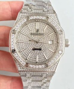 Audemars Piguet Royal Oak 15400.OR Full Diamond White Dial Replica Watch - UK Replica