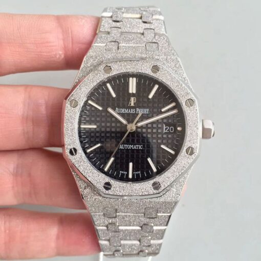 Audemars Piguet Royal Oak Frosted Gold 37MM 15454 OM Factory Black Dial Replica Watch - UK Replica