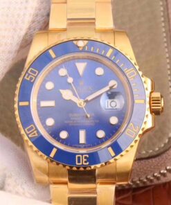 Rolex Submariner Date 116618LB VR Factory 18K Yellow Gold Wrapped Blue Dial Replica Watch - UK Replica