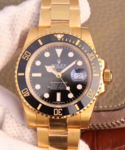 Rolex Submariner Date 116618LN VR Factory 18K Yellow Gold Wrapped Black Dial Replica Watch - UK Replica