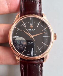 Rolex Cellini 50505 Rose Gold MKS Factory V4 Black Dial Replica Watch - UK Replica