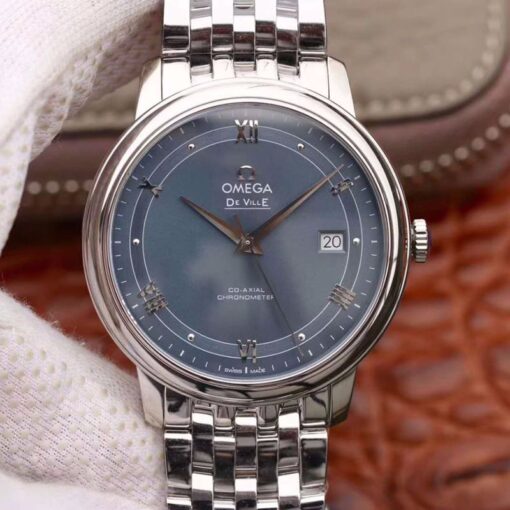 Omega De Ville Prestige 424.10.40.20.03.002 MKS Factory Blue Dial Replica Watch - UK Replica