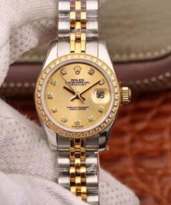 Rolex Lady Datejust 18K Gold Plating 28mm Gold Dial Replica Watch - UK Replica