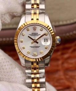 Rolex Lady Datejust 18K Gold 28MM Silver Dial Replica Watch - UK Replica