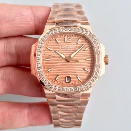 Patek Philippe Ladies Nautilus 7118/1200R PF Factory Rose Gold Dial Replica Watch - UK Replica