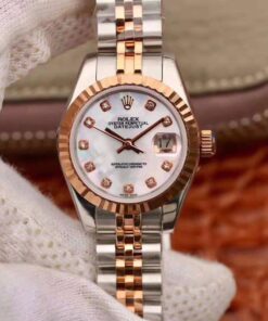 Rolex Lady Datejust Rose Gold 28MM White Enamel Dial Replica Watch - UK Replica