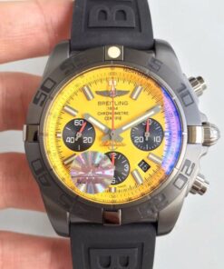 Breitling Chronomat 44 Blacksteel MB0111C3/I531/262S/M20DSA.2 GF Factory Yellow Dial Replica Watch - UK Replica