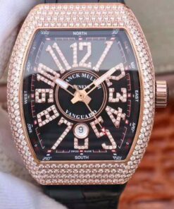 Franck Muller Vanguard 18K Rose Gold V45.SC.DT.D.NBR.CD.5N.NR Black Dial Replica Watch - UK Replica