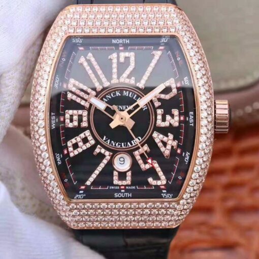 Franck Muller Vanguard 18K Rose Gold V45.SC.DT.D.NBR.CD.5N.NR Black Dial Replica Watch - UK Replica