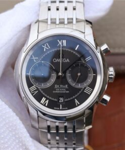 Omega De Ville Chronograph 42MM 431.10.42.51.01.001 OM Factory Black Dial Replica Watch - UK Replica