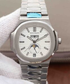 Patek Philippe Nautilus Annual Calendar Moonphase 5726/1A-010 KM Factory White Dial Replica Watch - UK Replica