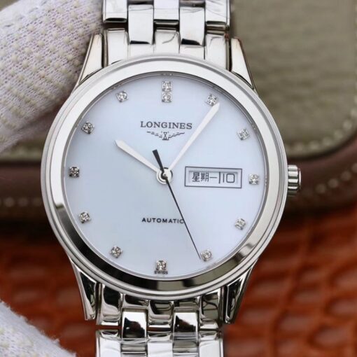 Longines Flagship Double Calendar L4.899.4.12.602 GK Factory White Dial Replica Watch - UK Replica