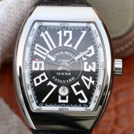 Franck Muller Vanguard V45-04 Black Leather Strap Black Dial Replica Watch - UK Replica