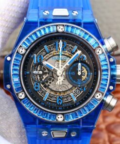 Hublot Big Bang Unico 411.JX.4802.RT Blue Strap Skeleton Dial Replica Watch - UK Replica