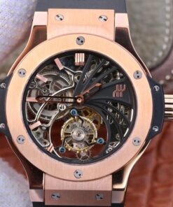 Hublot Big Bang Hollow Tourbillon 18K Rose Gold Skeleton Dial Replica Watch - UK Replica