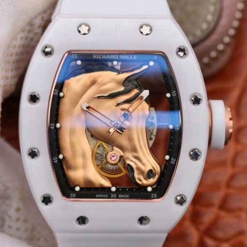 Richard Mille Polo Club Saint Tropez RM52-02 KV Factory Gold Horse Head Skeleton Dial Replica Watch - UK Replica