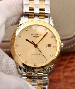 Longines Flagship L4.874.3.37.7 YC Factory Gold Dial Replica Watch - UK Replica