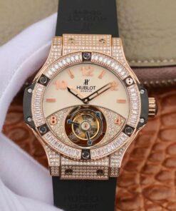 Hublot Classic Fusion Rose Gold Tourbillon White Enamel Dial Replica Watch - UK Replica