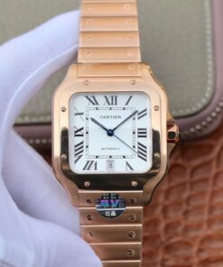 Cartier WGSA0007 Rose Gold White Dial BV Factory Replica Cartier Santos Watch