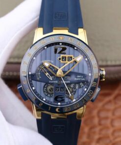 Ulysse Nardin El Toro 322-00-3/BQ All Working GMT Calendar 18K Yellow Gold Blue Dial Replica Watch - UK Replica