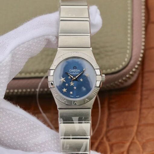 Omega Constellation Quartz Ladies 27mm TW Factory Blue Dial Replica Watch - UK Replica