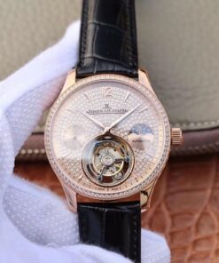 Jaeger-LeCoultre Master Complication Functions Tourbillon 18K Rose Gold Diamonds Dial Replica Watch - UK Replica