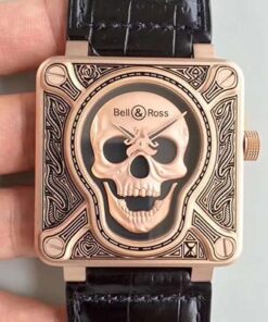 Bell & Ross BR 01 Skull Bronze Rose Gold and Black Dial Replica Watch - UK Replica