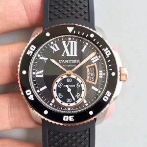 Calibre De Cartier Diver W7100056 Black Dial JF Factory Replica Cartier Watches