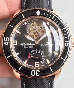 Blancpain Fifty Fathoms Tourbillon 5025-3630-52A Rose Gold Black Dial Replica Watch - UK Replica
