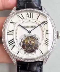 Drive de Cartier W4100013 Tourbillon White Textured Dial Replica Watch - UK Replica