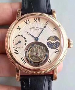 Patek Philippe Moonphase Tourbillon 18K Rose Gold Dial Replica Watch - UK Replica