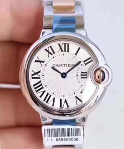 Ballon Bleu De Cartier Ladies W6920033 36MM V6 Factory White Textured Dial Replica Watch - UK Replica