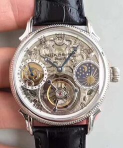 Patek Philippe Tourbillon Moonphase Silver Dial Replica Watch - UK Replica