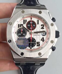 Audemars Piguet Royal Oak Offshore Panda 26170ST.OO.D101CR.02 Black Leather Strap JF Factory V2 White Dial - UK Replica