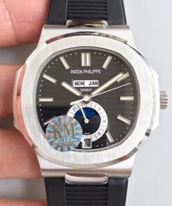 Patek Philippe Nautilus Annual Calendar Moonphase 5726A KM Factory V2 Black Dial Replica Watch - UK Replica