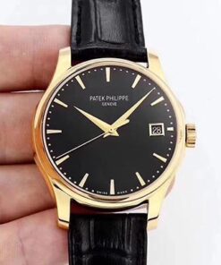 Patek Philippe Calatrava 5227 18K Yellow Gold Black Dial Replica Watch - UK Replica