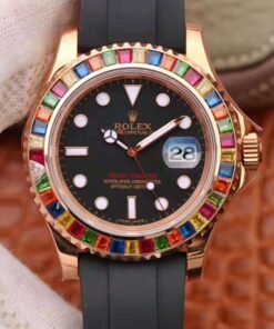 Rolex Yacht-Master 40MM 116695SATS Noob Factory 18K Rose Gold Wrapped Black Dial Replica Watch - UK Replica