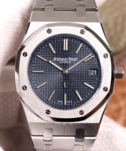 XF FACTORY AUDEMARS PIGUET ROYAL OAK “JUMBO” EXTRA-THIN 15202ST.OO.1240ST.01 STAINLLESS STEEL CUFFLINKS BLACK “TAPISSERIE” PATTERN Replica Watch