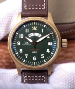 IWC Pilot Spitfire UTC MJ271 IW327101 ZF Factory Green Dial Replica Watch