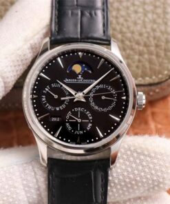 Jaeger-LeCoultre Master Ultra Thin Moon Perpetual Calendar 1308470 V9 Factory Black Dial Replica Watch